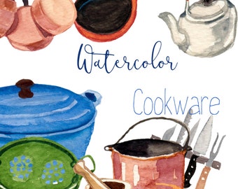 Watercolor Cookware Tools, Kitchen Clipart, tools clipart, Cooking Clipart, Food  Lovers, Chefs