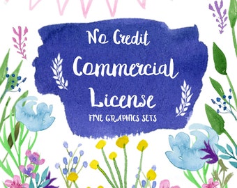No Credit Commercial License - 5 Clip Art/Graphics/Font set