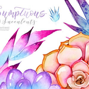Watercolor  Succulent Clipart: Sumptuous Succulent Art