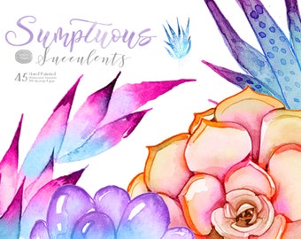 Watercolor  Succulent Clipart: Sumptuous Succulent Art