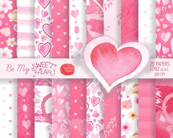 20 papierów PNG Sweetheart Valentine do projektów akwarelowych na Walentynki