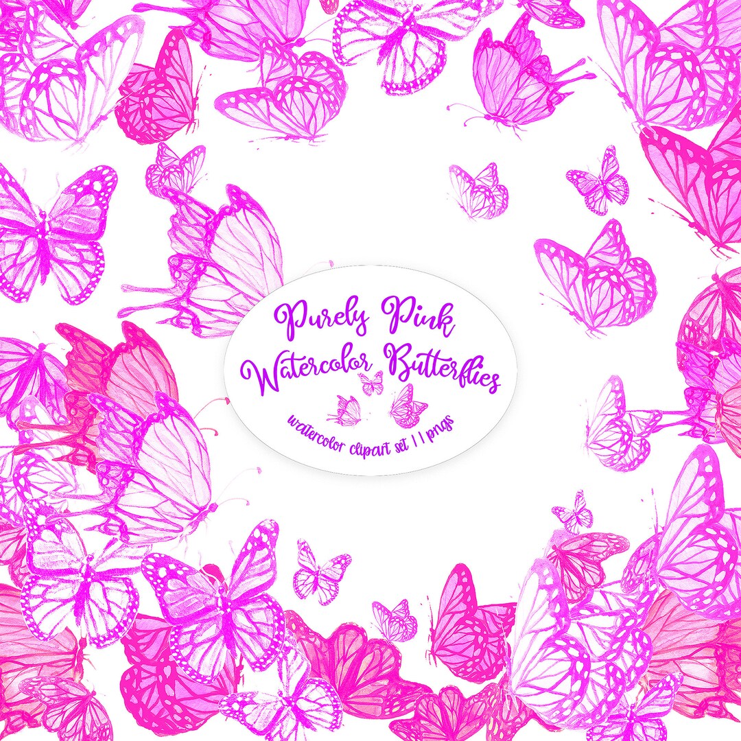 Watercolor Butterfly Clipart, Cute Pink Butterfly PNG Files Etsy