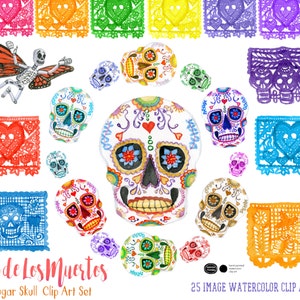 Sugar Skull Clipart, Dia De Los Muertos Clipart, Day of the Dead Clipart Macabre Clipart, Halloween Art, Spooky Clipart, Fall Clipart