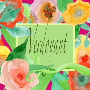 Bright Spring Watercolor Floral Clip Art:  Watercolor Wildflower Clipart