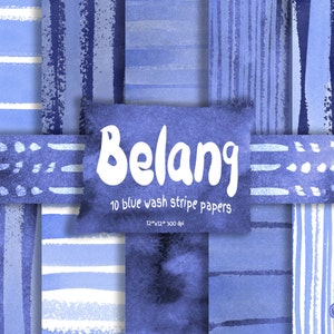 Belang, Watercolor Stripes, Blue and White Stripes, Blue Washes, Shibori Style, Abstract papers