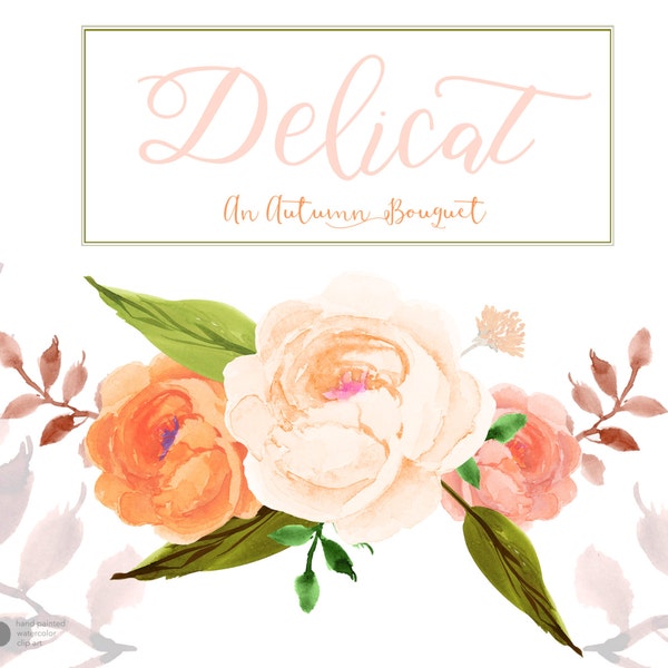 Floral Clipart Autumn Watercolor Florals a Watercolor Flowers Bouquet "Delicat Bouquet"