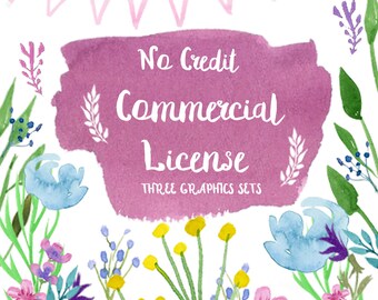 No Credit Commercial License - 3 Clip Art/Graphics/Font set