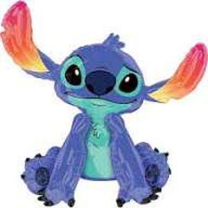 May include: Blue and teal Stitch character balloon with rainbow-colored ears.
