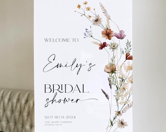Welkomstbord vrijgezellenfeest | Sjabloon welkomstbord | Bloemen boho vrijgezellenfeest #Silvia