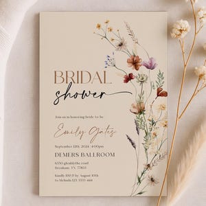 Wildflower Bridal Shower Invitation, Floral Boho Invite Template #Mila image 2