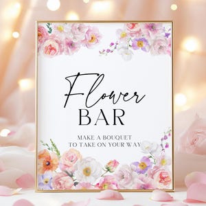 Flower Bar Sign | Baby Shower Flower Bar | Bridal Shower Flower Bar Sign | Canva   Template #flr025