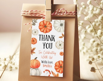 Pumpkin Gift Tag Template | Pumpkin Thank You Tag | Fall Thank You Tag for Little Pumpkin Baby Shower #pmp025
