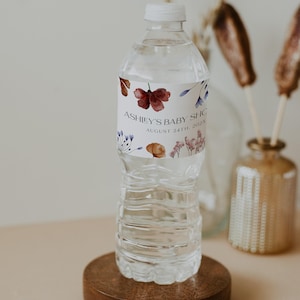 Bottle Labels Template | Water Bottle Label | Baby Shower Bottle Labels | Bridal Shower Bottle Labels | Floral bottle label template #Silvia