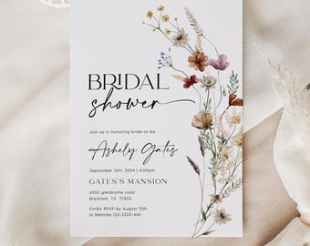 Bridal Shower Invitation | Wildflower Bridal shower | Boho Floral Bridal shower invitation | Customizable Template#Silvia