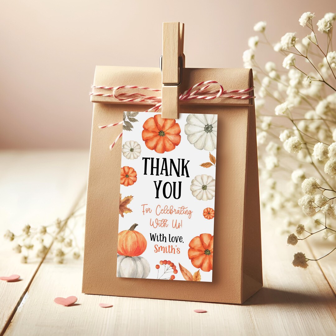 Pumpkin Gift Tag Template | Pumpkin Thank You Tag | Fall Thank You Tag ...