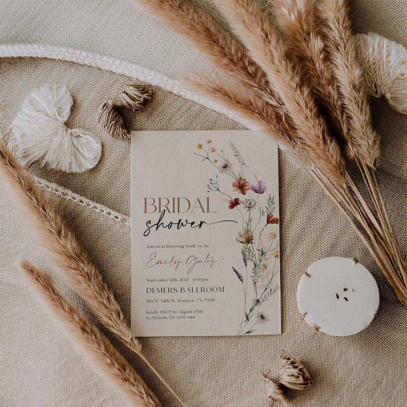 Wildflower Bridal Shower Invitation, Floral Boho Invite Template #Mila image 12