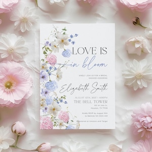 Invitación "El amor está en flor" / invitación para despedida de soltera / flores silvestres y florales coloridos / plantilla personalizable #brfl26