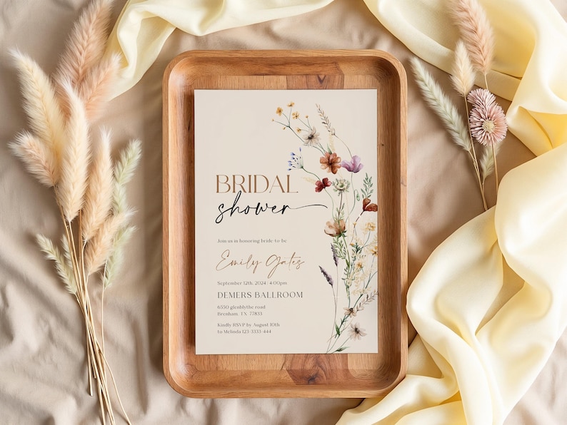 Wildflower Bridal Shower Invitation, Floral Boho Invite Template #Mila image 13