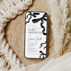 Digital Bridal Shower Invitation | Black bow bridal shower invitation |  Minimalist bridal shower invite #BW025