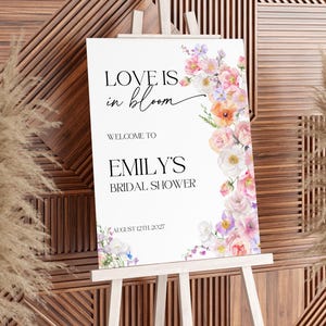 love is in bloom bridal shower welcome sign
