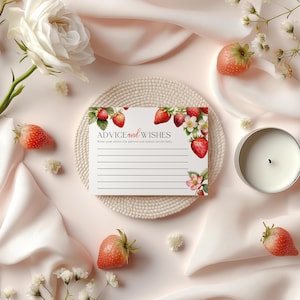 Hinweis- und Wunsch-Karte | Beere Süße Babyparty | Erdbeer-Babypartythema | Canva Admit Card Template #bry025