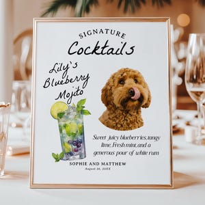 Signature Cocktails Sign Template | Dog Signature Cocktail Bar Menu | Wedding Signature Drinks Sign #sgtr