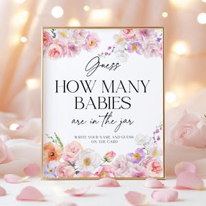 How many Babies Sign | Baby Shower Game | How Many Babies Game + Guess card | Canva   Template #flr025