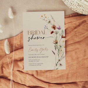Wildflower Bridal Shower Invitation, Floral Boho Invite Template #Mila image 15