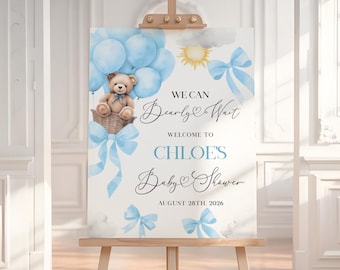 Teddy Bear Shower welcome sign | Baby Shower Welcome Sign | Boy Baby Shower #TB025