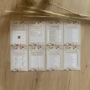 Pacote de jogos para chá de bebê, pacote de jogos para chá de bebê Boho Beige, artigos de papelaria para chá de bebê Wildflower Boho Beige #Mila