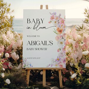 baby in bloom baby shower welcome sign