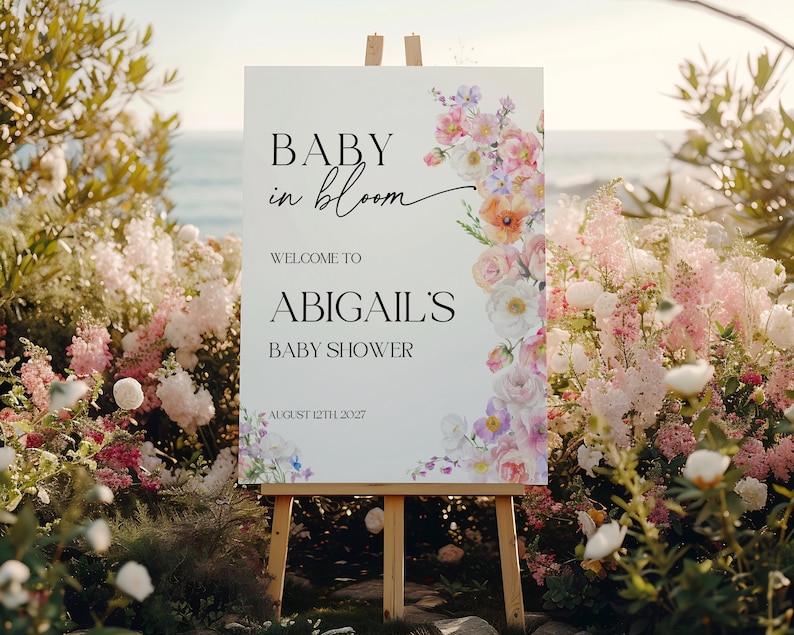 baby in bloom baby shower welcome sign