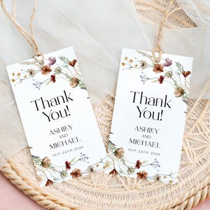 Boho Thank You tag template, Thank you labels, Gift tag template, Favor thank you tags, Floral Thank you tags #Silvia