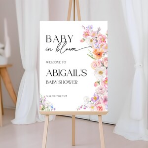 baby in bloom baby shower welcome sign