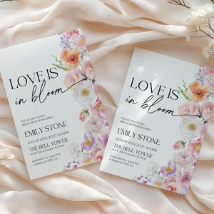 love is in bloom bridal shower invitation