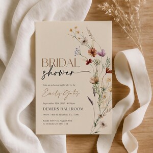Wildflower Bridal Shower Invitation, Floral Boho Invite Template #Mila image 16