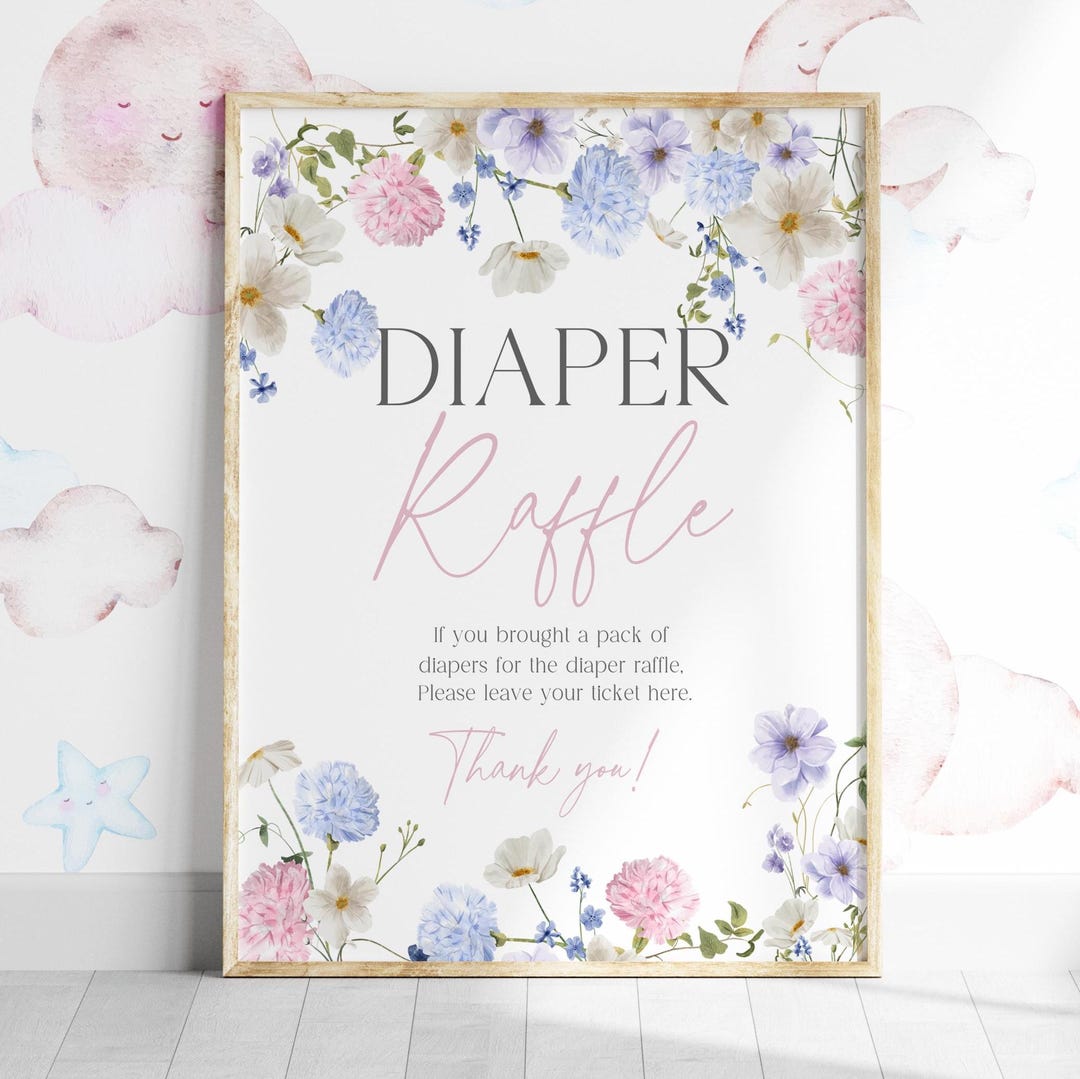 Diaper Raffle Container. Sign Diaper Raffle Sign | Baby Shower Diaper Raffle Game | Canva Sign ...