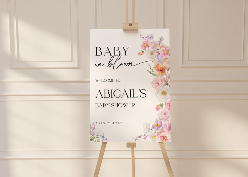 baby in bloom baby shower welcome sign