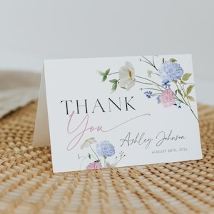 Thank You card template | Floral Thank you card | Wedding Thank You Card | Wildflower Thank You card | Canva Thank You Card T