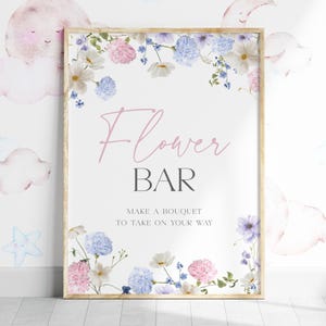 Flower Bar sign | Bouquet Station Sign | Bridal Shower Flower bar sign template | Wedding flower bar sign | Floral sign template #brfl26