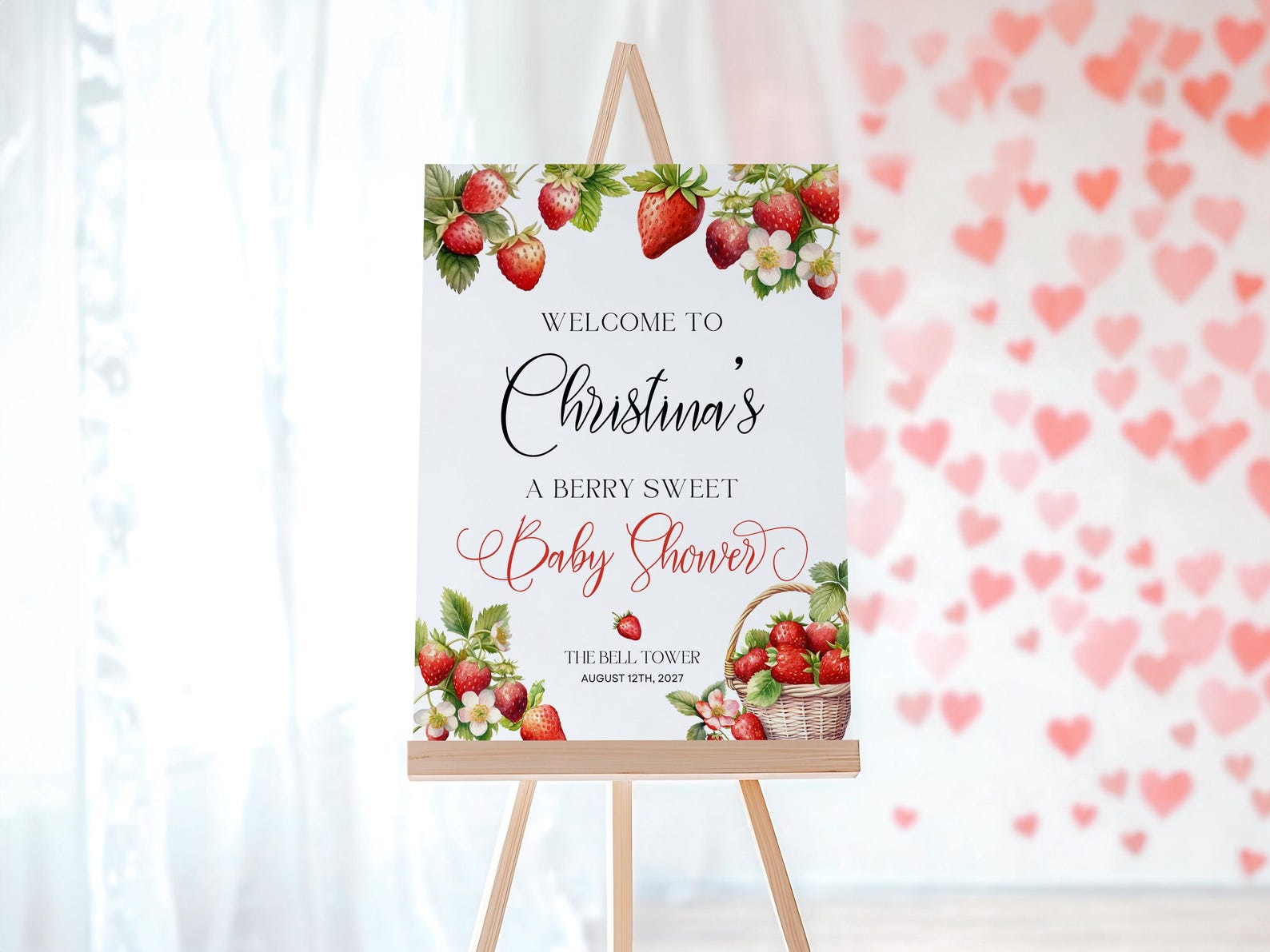 Baby Shower Welcome Sign | Berry Sweet Welcome Sign | Strawberry Baby ...