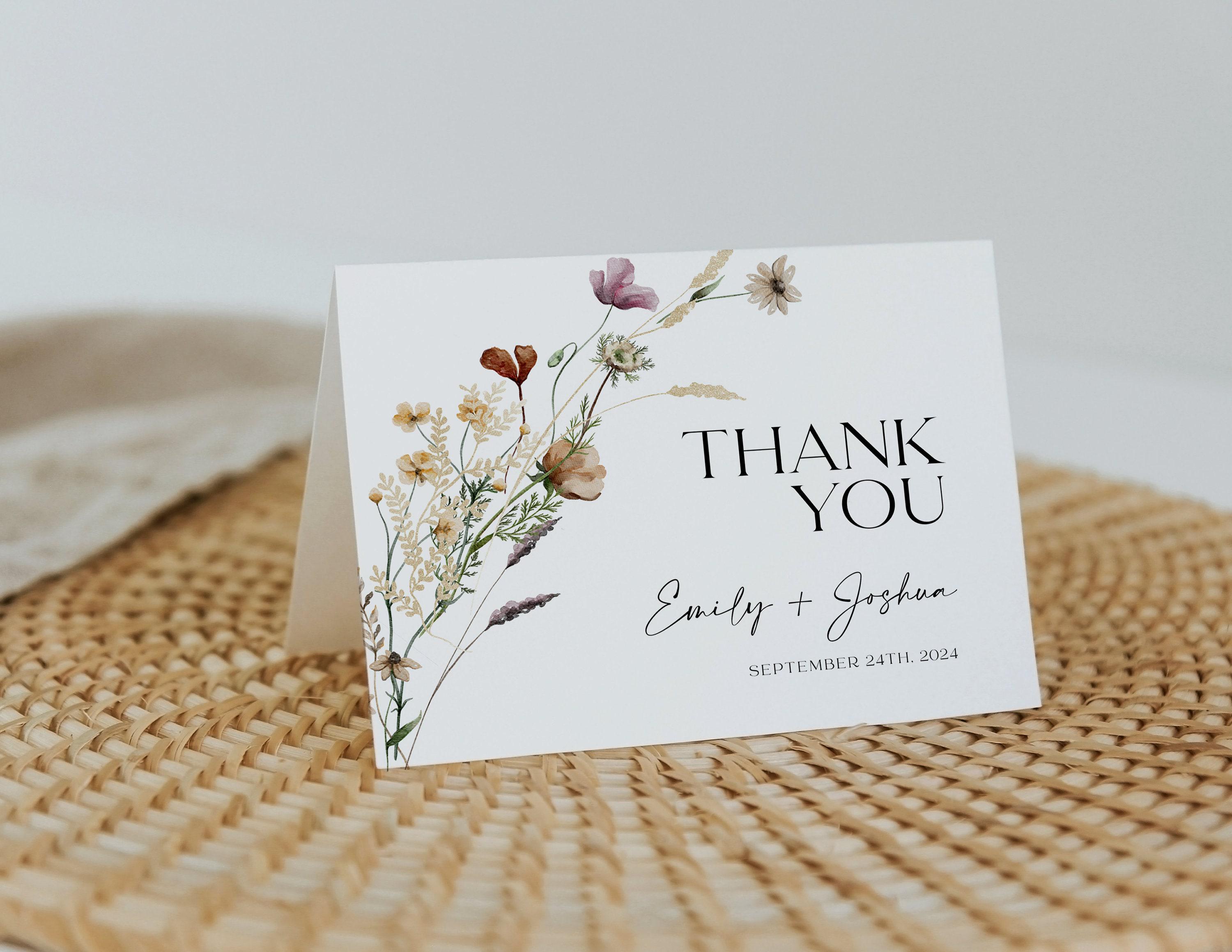 Boho Thank You Card, Thank You Card Template, Wedding Thank You Cards ...