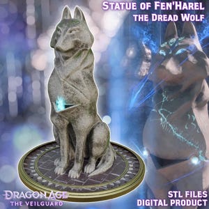 Statue of Fen&#39;Harel, the Dread Wolf 3D Printer Files Digital Product
