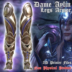 Archivos para impresora 3D de la armadura de pierna de la Dama de Fantasía Aylin Canción Nocturna de Baldur's Gate 3. Producto DIGITAL.