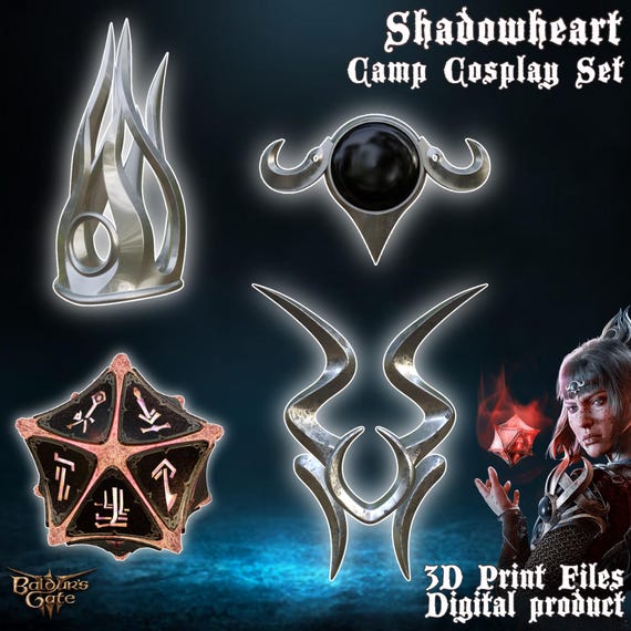 Fantasy Shadowheart Camp Outfit Cosplay Accessories Baldurs Gate 3 3D Printer Files Digital Product