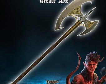 Fantasy Cosplay Bloodsoaked Great Axe Baldurs Gate 3 3D Printer Files Digital Product
