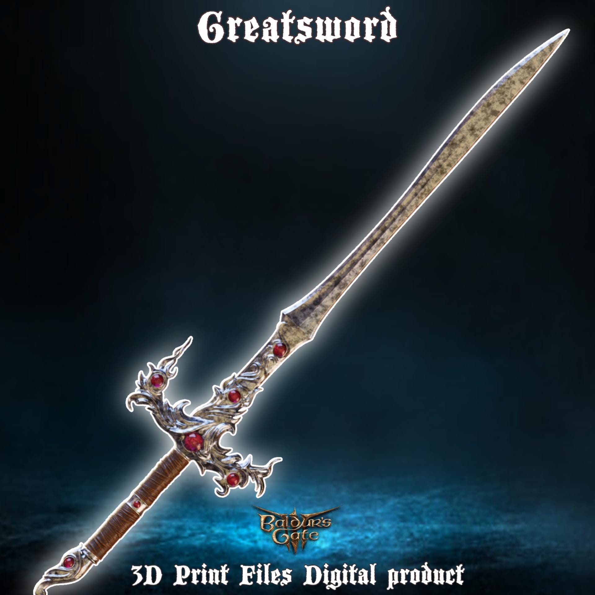 Fantasy Githyanki Greatsword Baldurs Gate 3 3D Printer Files