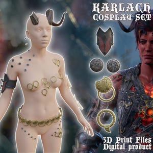 Fantasy Karlach Cosplay Horns and Accessories Baldurs Gate 3 3D Printer Files Digital Product