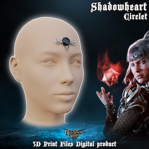 Fantasy ShadowHeart Head Cosplay Accessory Baldurs Gate 3 3D Printer Files Digital Product