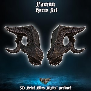 Fantasy Faerun Cosplay Horns Baldurs Gate 3 3D Printer Files Digital Product